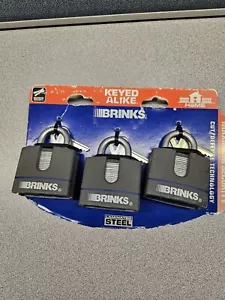 3 Pack BRINKS Laminated Steel PADLOCKS 1-9/16" 40MM - Picture 1 of 2