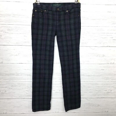 Lauren Ralph Lauren Women's Jeans Navy & Green Plaid Modern Straight size 4 - Image 1 of 4