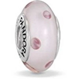 Authentic PANDORA Murano Glass Pink Polka Dots Bead Charm 790618, Retired, New - Picture 1 of 1