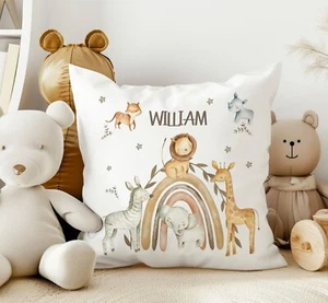 Personalised safari pillow, jungle cushion, pillow case, kids bedroom decor - Picture 1 of 2