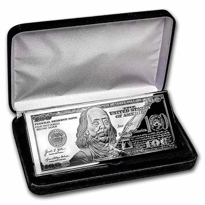 4 oz Silver Bar - 2024 $100 Bill (w/Box & COA) - Image 1 of 4