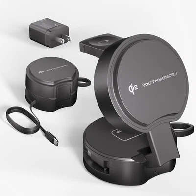 Apple iPhone 17 16 15 14  Pro Max Foldable Charger 3 in 1 Charging Station Stand - Image 1 of 4