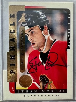 1997 Pinnacle Be A Player #LTH-4A Link 2 History Auto Ethan Moreau - Blackhawks - Image 1 of 2
