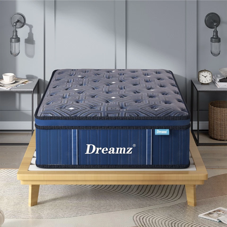 DreamZ Spring Mattress Bed Euro Top Pocket Spring Medium Firm Foam King Single