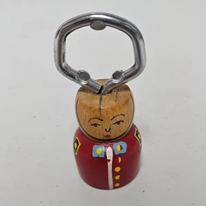 Abridor de botellas Kokeshi de madera japonés vintage - Imagen 1 de 6
