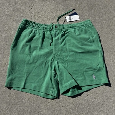 New Sz XL Polo Ralph Lauren Raft Green Solid Double Knit Shorts Men's Rare - Image 1 of 4