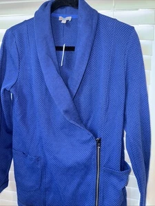NWT Talbots Womens Jacket Medium Blue Half Zip Lapel Pockets Blazer Ladies New - Picture 1 of 6