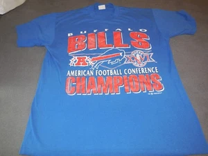 DC1 Vtg BUFFALO BILLS 1992 AFC CHAMPIONS 90s Football Single Stitch T-shirt XL - Picture 1 of 5