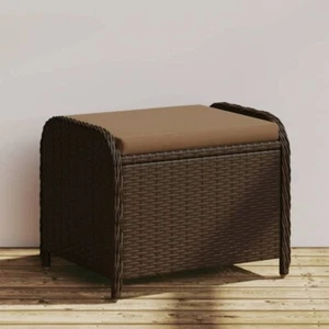 Garden Stool with Cushion Brown Poly Rattan - Picture 1 of 9