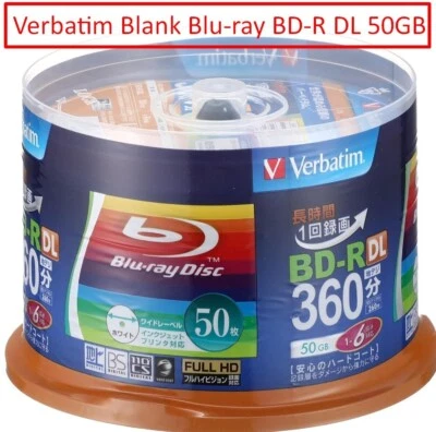 Verbatim Blank Blu-ray BD-R DL 50GB 1-6x Speed 50 discs VBR260RP50SV1 BRAND - Image 1 of 4