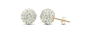 Orecchini A Palla In Oro Giallo 9Ct Con Cristallo Trasparente Da 10Mm - Foto 1 di 1