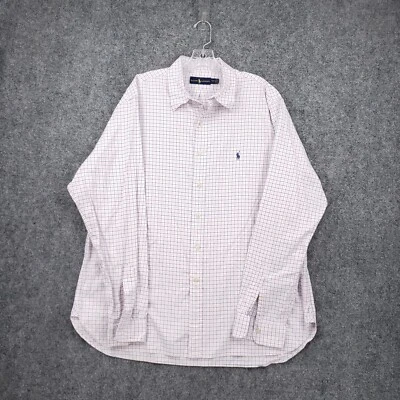 Camisa de vestir Ralph Lauren para hombre 17,5 rosa con botones a cuadros manga larga cuello Foto 1 de 4