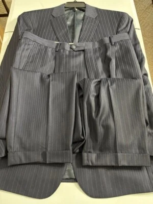 Daniel Cremieux Mens 2 Button Suit Blue with Pinstrpes Size 42R Pants 36x30 - Image 1 of 4
