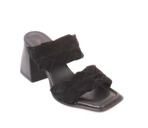 Laura Bellariva 7908 Black Suede / Leather Heel Sandals 40 / US 10 - Picture 1 of 8