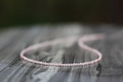 Hermosos collares unisex con cuentas redondas facetadas de cuarzo rosa de 18"" Foto 1 de 4