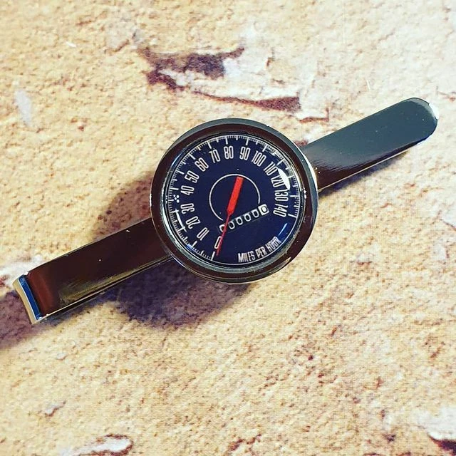 Unique SPEEDOMETER TIECLIP chrome CLASSIC car DIALS fanatic PETROL HEAD handmade - Image 1 of 1