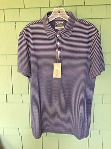 NEW w Tags Jos A Bank Traveler Travel Tech Mens Slim Fit Polo Medium Navy Stripe - Picture 1 of 14