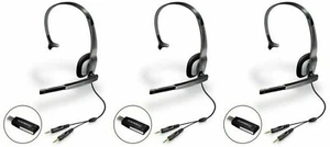3 Plantronics Audio 610 Mono Headband Computer Corded Headset with USB Adapter - Picture 1 of 3