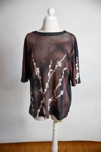 Vintage Spumoni By Franko Cat T-Shirt Short Sleeved Pussy Willows Size Lg/XL - Picture 1 of 2