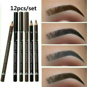 12 PCS Waterproof Eye Brow Eyeliner Eyebrow Pen Pencil Lasting Makeup Tool Set - Picture 1 of 13