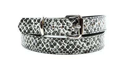 Fivela removível cinto de couro vegano em relevo cobra píton branca 1,25" de largura 29mm - Imagem 1 de 4