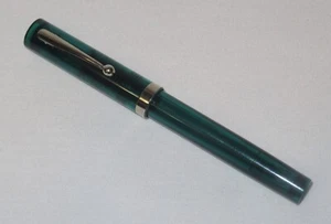 Sheaffer Fountain Pen ~ Nib Italic F ~ GREEN Flat Top - NICE - Picture 1 of 8