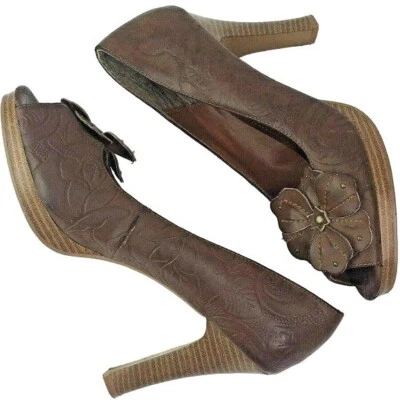 Туфли-лодочки Anne Michelle Sandy из искусственной кожи с открытым носком на каблуках 8,5 цвет коричневый - Изображение 1 из 4