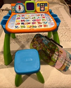 VTech Touch and Learn Activity Desk W/ Interactive LED Screen Seat & 4 15" Cards - Picture 1 of 14