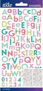 STICKO ALPHABET STICKERS - BRIGHT MULTI PATTERN SMALL - Approx 14 mm - 2 SHEETS - Picture 1 of 1