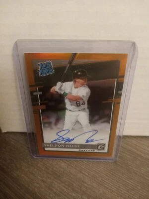 Sheldon Neuse RC 2020 Donruss Optic Rated Rookie On-Card Auto Orange 08/99 A's - Image 1 of 2