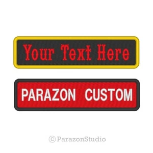 Custom Embroidered Name Tag Sew on Patch Biker Rectangular Badge 5" X 1.30" (A) - Picture 1 of 11