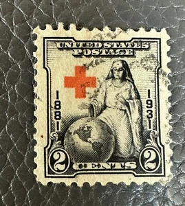 1931 2 centavos sello cruz roja americana 50 aniversario - Imagen 1 de 2