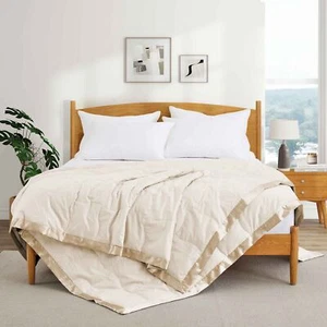 Satin Edge Oversized Goose Down Blend Blanket, King or Queen Bed Blanket - Picture 1 of 8