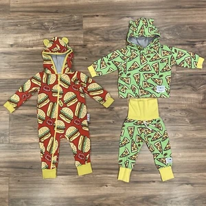 (Set of 2) Purl Lamb Size 12/18 Months Food Pajamas Burgers & Pizza - EXCELLENT! - Picture 1 of 16