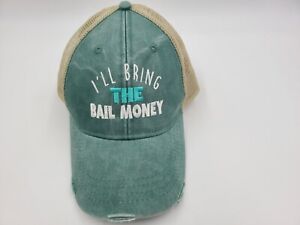 I'll Bring The Bail Money Piper Lou Distressed Mesh Trucker Snapback Hat Cap Men