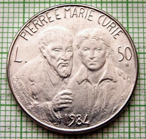 SAN MARINO 1984 50 LIRE Pierre and Marie Currie - Science for Mankind series UNC - Picture 1 of 6