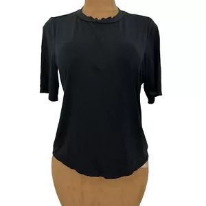 Eileen Fisher Black Stretch High Neck Tee Shirt Womens Size SP Casual Knit Top - Picture 1 of 17