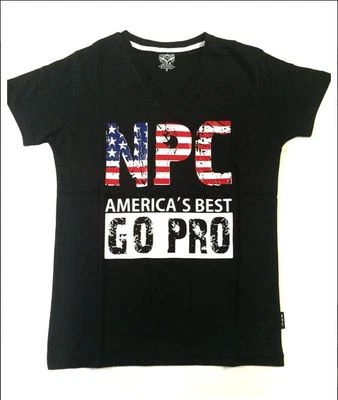 Camiseta de gimnasio peinada 100 % algodón con cuello en V para hombre entrenamiento NPC culturismo  Foto 1 de 3