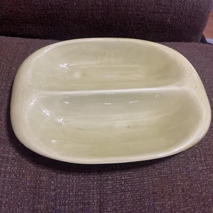 Vintage Russel Wright American Modern geteilt Gemüseschüssel Teller in Avocado - Bild 1 von 8
