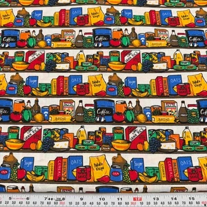 RARE Vintage 1993 Fabric Traditions Pantry Food on Shelf Cotton by the HALF YARD - Picture 1 of 2