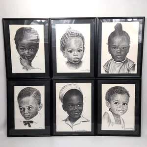 J. Macdonald Henry Signed Faces of Jamaica Charcoal Prints Set 6 12x17 Framed - Bild 1 von 8