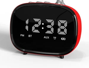 Retro Alarm Clock with Bluetooth, Time Display, Alarm Setting,TF Card Slot, AUX - Picture 1 of 7