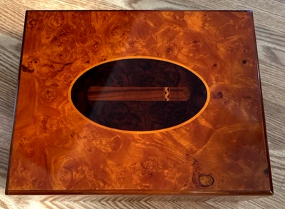 Humidificador de madera vintage Savoy mármol marrón chapa burl (12 x 9,5 x 5 pulgadas) Foto 1 de 4