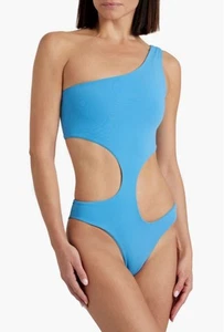 LOUISA BALLOU "Carve" One Shoulder Cutout Aqua Blau Einteiler Badeanzug Gr. XS - Bild 1 von 4