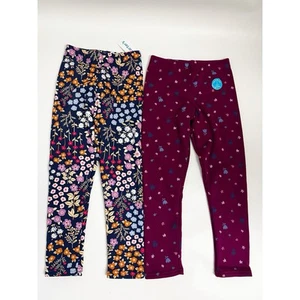 NWT Carter's Set Of 2 Cozy Fleece Fuzzy Lined Leggings Girls Flower Floral Sz 8 - Picture 1 of 7