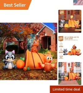 7 FT Long Inflatable Woodland Animals with Cornucopia with Build-in LEDs, Blo... - Picture 1 of 9