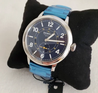 Reloj Shinola Traveler Subsecond 42 mm esfera azul y pulsera de metal - Nuevo Foto 1 de 2