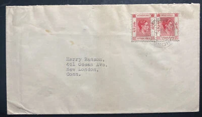 1947 Hong Kong cover To New London CT USA — 第 1/2 张图片