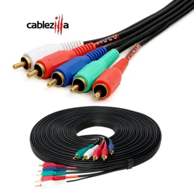 RCA Component Cable 5 Male To 5 Male Video Audio AV Hdtv Cord Adapter 3 6 12 50 - Image 1 of 4