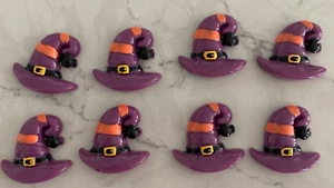 Sombrero de brujas adornos artesanales mágicos de Halloween con espalda plana púrpura mago 8 piezas - Imagen 1 de 6